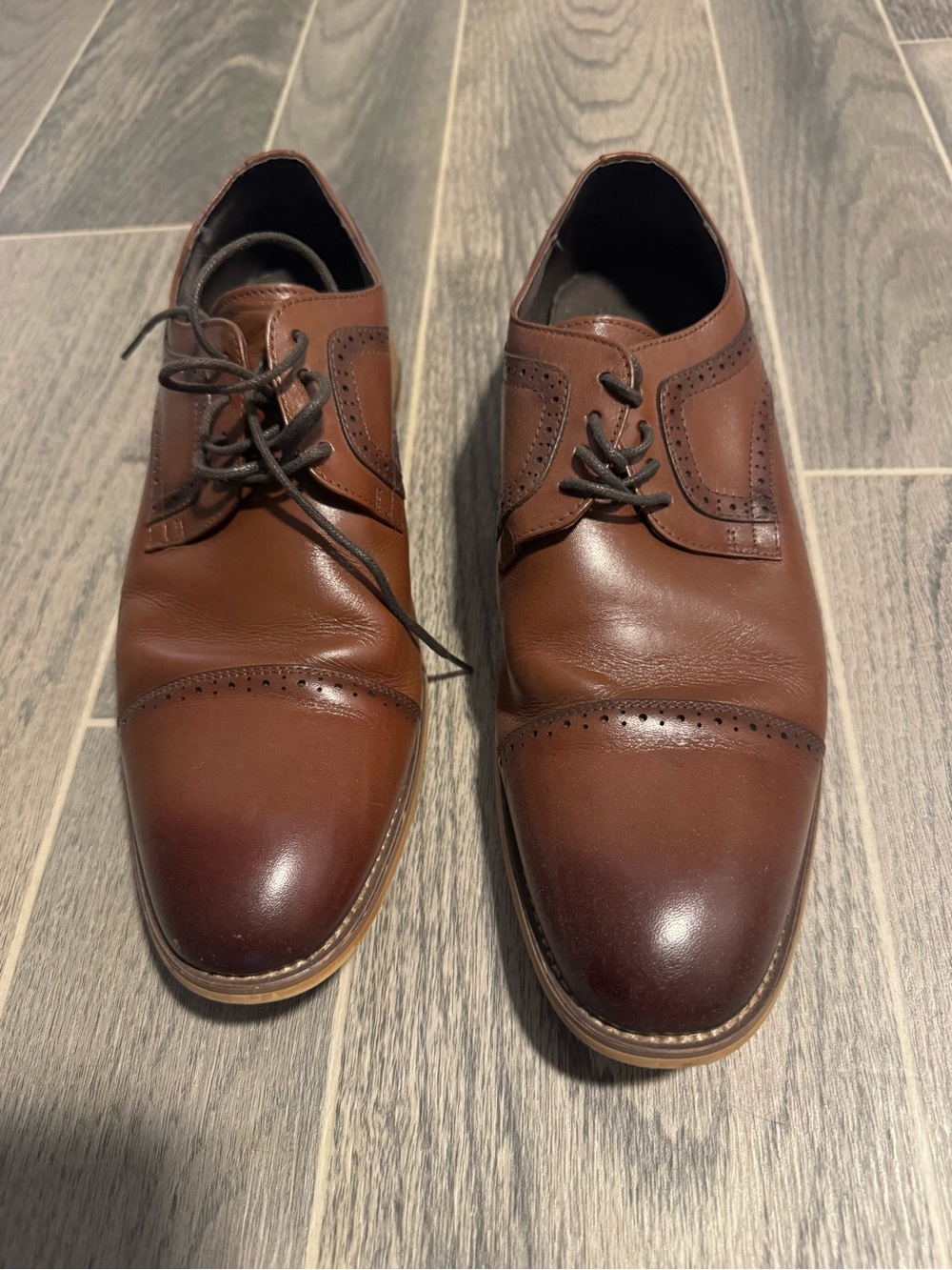 Men's Brown Leather Cap-Toe Oxfords